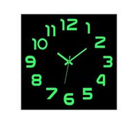 Crepundia Pendule Murale Fluorescente Silencieuse, Horloge Murale Lumineuse À Chiffres en Acrylique, Miroir Autocollant, Quartz Tendance(Luminous D)