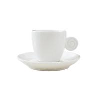 Crepundia Tasse à Café avec Soucoupe, Ensemble de tasses et soucoupes à café noires 90 cc for le thé, verres professionnels en céramique(Light White Mug)