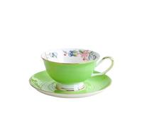 Crepundia Tasse à Café avec Soucoupe, Ensemble tasses à café pastorales 8 couleurs,tasse thé porcelaine,ensemble théière céramique couleur unie,service(Green)