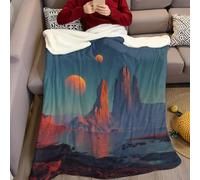 CréPuscule Couverture 70 x 100 cm Ciel étoilé, Montagnes, océan Plaid Polaire Flanelle Super Chaude Confortable Douce et Légère Couvertures pour Lit Canapé Camping Voyage