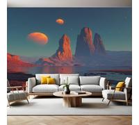 CréPuscule Papier Peint Panoramique 3D Intissé Ciel étoilé, montagnes, océan Panoramique Peinture Murale pour Salon Chambre à Coucher D'Enfant Maison Personnalisé Décoration Murale 350x256 cm