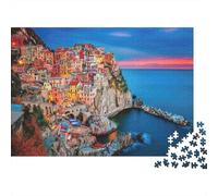 Crépuscule Village côtier Puzzle 1000 Pièces avec Couleurs Éclatantes, Puzzle Complexe Jeu Éducatif Décompression pour Une Activité Détente, Fun Fresent & Activités pour La Maison 38x26cm/1000pcs
