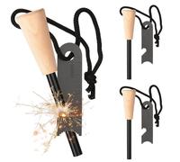 Cresbel Lot de 3 allume-feu de survie avec paracorde amadou, pierre à feu avec étincelles extrêmement puissantes, allume-feu pour camping, extérieur, bushcraft, survie
