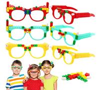 Cresbel Lot de 9 paires de lunettes de fête amusantes avec blocs de bricolage, verres de construction, blocs de construction, accessoires de fête pour enfants, blocs de construction, multicolore