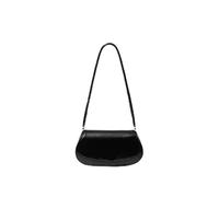 Crescent bag Sac à bandoulière en cuir rabat for femme, style tendance, chic, sous les bras(Black)