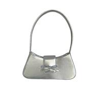 Crescent bag Sacs à bandoulière for femmes, minimalistes, uniques, avec nœud, style français, sous les bras, sacs main tendance for filles(Silver)