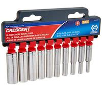 Crescent CSAS10N Lot de 10 douilles 6 points SAE 1/4" Drive 6 points