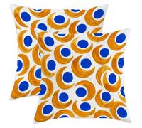 Crescent Lot de 2 housses de coussin décoratives avec fermeture éclair dissimulée - Motif cercles éclectiques modernes - Pour salon, chambre à coucher, loft, bureau, voiture (50,8 x 50,8 cm, orange)