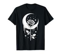 Crescent Moon Rose Gothic Design Alternative Tattoo Art T-Shirt