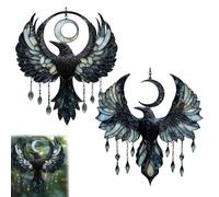Crescent Raven Lot de 2 Attrape-Soleil en Acrylique 2D pour fenêtre d'intérieur Motif Corbeau et Arc-en-