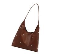 Crescents Sac à bandoulière pour femme Joli sac à main sous le bras Sac à main punk Rivet Pochette avec boucle, marron, 37x33cm