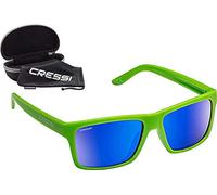 Cressi Bahia Floating Sunglasses Lunettes de Soleil de Sport Flottantes Polarisées Anti UV 100% Unisex-Adult, Noir/Kiwi/Verres Miroir Bleu, Taille Unique