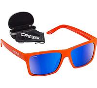 Cressi Bahia Floating Sunglasses Lunettes de Soleil de Sport Flottantes Polarisées Anti UV 100% Unisex-Adult, Orange/Verres Miroir Bleu, Taille Unique