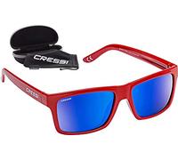 Cressi Bahia Floating Sunglasses Lunettes de Soleil de Sport Flottantes Polarisées Anti UV 100% Unisex-Adult, Rouge/Verres Miroir Bleu, Taille Unique