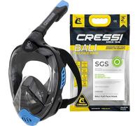 CRESSI Bali Full Face Mask Black/Blue L/XL-Masque Intégral de Plongée en Apnée pour Adulte, Large Vue Dégagée, Système Anti Buée, Respiration Facile Sécurité Avant Tout, Noir/Bleu, L/XL