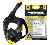 CRESSI Bali Full Face Mask Black/Yellow S/M-Masque Intégral de Plongée en Apnée pour Adulte, Large Vue Dégagée, Système Anti Buée, Respiration Facile Sécurité Avant Tout, Noir/Jaune, S/M