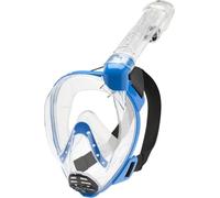 Cressi Baron Full Face Mask Masque intégral plongée et apnée avec Tube respiratoire Unisex-Youth, Transparent/Bleu, XS