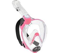 Cressi Baron Full Face Mask Masque intégral plongée en apnée avec Tube respiratoire Mixte, Transparent/Rose, M/L