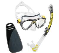Cressi Big Eyes Evo & Alpha Dry Kit de plongée avec Tuba Professionnel pour Adultes - Fabriqué en Italie Depuis 1946, Transparent - Jaune