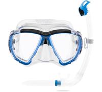 CRESSI Big Eyes + Seal Dry Combo Clear/Azure - Ensemble Combiné pour Adultes Masque Big Eyes et Tuba Innovant Seal Dry, Idéal pour la Plongée et Le Snorkeling, Transparent/Azur, Taille Unique