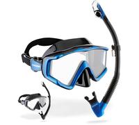 CRESSI Black/Sapphire Masque Liberty Triside et Tuba Epsilon Dry pour la Plongée et Le Snorkeling Unisex-Adult, Noir/Saphir, Unique