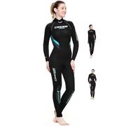 Cressi Castoro Lady Monopiece Wetsuit Combinaisons de Plongée pour Femme Premium Néoprène 7mm, Noir/Aquamarin, S