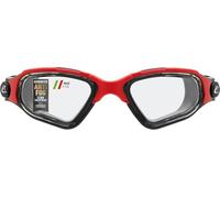 CRESSI Clear Eyes Goggles Black/Red - Lunettes de Natation Unisexe en Silicone pur avec Traitement Moléculaire Anti Buée de la Lentille, Noir/Rouge, Lentilles Transparentes, Taille Unique