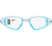 CRESSI Clear Eyes Goggles White/Aquamarine - Lunettes de Natation Unisexe en Silicone pur avec Traitement Moléculaire Anti Buée de la Lentille, Blanc/Aquamarine, Lentilles transparentes, Taille Unique