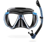 CRESSI Combo Big Eyes+Alpha U.D. Black/Azure - Masque Unisexe Visibilité Extraordinaire Big Eyes et Tuba Sec Alpha U.D. Idéal pour la Plongée et Snorkeling, Noir/Azure, Taille Unique