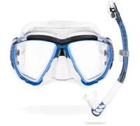 CRESSI Combo Big Eyes+Alpha U.D. Clear/Azure - Masque Unisexe Visibilité Extraordinaire Big Eyes et Tuba Sec Alpha U.D. Idéal pour la Plongée, et Snorkeling, Transparent/Azure, Taille Unique