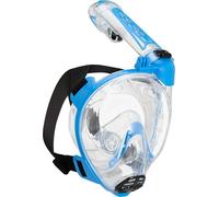 Cressi Depuis 1946 - Duke Action Full Face Mask - Masque intégral CO2 Safe Grande Vision Snorkeling No Fog avec Tuba Dry et Support Action Cam -Transparent/Bleu - S/M - Unisex