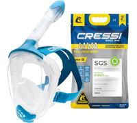 CRESSI Java Junior Masque Intégral de Snorkeling Unisex-Youth, Transparent/Bleu, XS