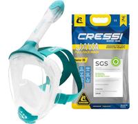 CRESSI Java Junior Masque Intégral de Snorkeling Unisex-Youth, Transparent/Aguamarine, XS