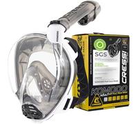 CRESSI Depuis 1946 - Komodo Full Face Masque intégral Dry pour Snorkeling Vision à 180° - CO2 Sûre - Silicone 100% Anti Buée - Tuba Latéral - Sangles Élastiques Réglables - Blanc/Noir - M/L