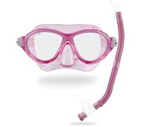 Cressi Depuis 1946 - Moon Kid + Top - Ensemble Combiné Masque Moon et Tuba Top Idéal pour la Snorkeling et la Natation, pour Enfants de 7 à 15 Ans - Rose/Blanc - Taille Unique