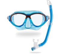 Cressi Depuis 1946 - Moon Kid + Top - Ensemble Combiné Masque Moon et Tuba Top Idéal pour la Snorkeling et la Natation, pour Enfants de 7 à 15 Ans - Bleu/Orange - Taille Unique