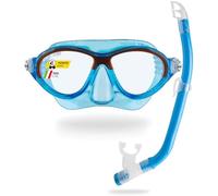 Cressi Depuis 1946 - Moon Kid + Top - Ensemble Combiné Masque Moon et Tuba Top Idéal pour la Snorkeling et la Natation, pour Enfants de 7 à 15 Ans - Bleu/Orange - Taille Unique