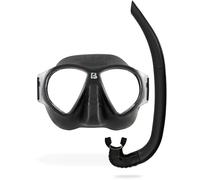 Cressi Depuis 1946 - Nautilus Combo - Masque Force Verres Polycarbonate + Tuba Vibe Tuyau TPR Embout Silicone Idéal pour Plongée Apnée Nage en Surface - Noir - Taille Unique_Adultes