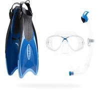 Cressi Depuis 1946 - Palau Marea Dry Bag - Ensemble Palme Palau Masque Marea Tuba Seal Dry Simplifié pour Les Familles Actives et Un Sac Réutilisable - Bleu/Bleu Clair - S/M_EU 38/41