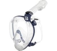 CRESSI depuis 1946-Prince Full Face Mask-Masque intégral Snorkeling Grand Vision 180°-CO2 Sûre-Silicone 100% Anti Buée-Tuba Latéral Dry-Sangles Élastiques Réglables-Transparent/Bleu Marine-S/M-Adultes