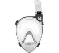 Cressi Depuis 1946-Prince Full Face Mask-Masque intégral Snorkeling Grand Vision 180°-CO2 Sûre-Silicone 100% Anti Buée-Tuba Latéral Dry-Sangles Élastiques Réglables-Transparent/Noir-M/L-Adultes