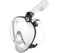 Cressi Depuis 1946-Prince Full Face Mask-Masque intégral Snorkeling Grand Vision 180°-CO2 Sûre-Silicone 100% Anti Buée-Tuba Latéral Dry-Sangles Élastiques Réglables-Transparent/Noir-S/M-Adultes