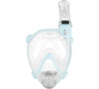 Cressi Depuis 1946-Prince Full Face Mask-Masque intégral Snorkeling Grand Vision 180°-CO2 Sûre-Silicone 100% Anti Buée-Tuba Latéral Dry-Sangles Élastiques Réglables-Transparent/Cyan-Junior
