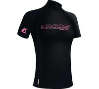 CRESSI Depuis 1946 - Sentinel Lady - Rash Guard Manches Courtes Protection Solaire UPF 50+ Séchage Rapide Natation Surf Plongée Pêche Plage Piscine et Sports Nautiques - Noir/Rose_XS/1_Femme