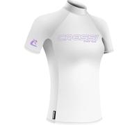 Cressi Depuis 1946 - Sentinel Lady - Rash Guard Manches Courtes Protection Solaire UPF 50+ Séchage Rapide Natation Surf Plongée Pêche Plage Piscine et Sports Nautiques - Blanc/Lilas_XS/1_Femme