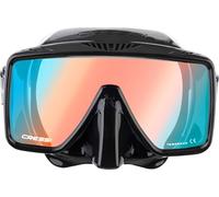 Cressi SF1 Mask Black 380 UV Blue/Orange/Lenses - Masque sans Monture Design Carré pour la Plongée et Le Snorkeling, Noir_380 UV Oculaire Bleu/Orange, Taille Unique, Unisexe
