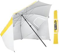 CRESSI depuis 1946 Sunshell Max Parasol Umbrella Blanc/Jaune/Noir Ø 250 cm-Parasol Polyvalent Antivent avec Fenêtres Respirants et Panneaux Latéraux, Protection Optimale du Soleil, de Pluie et de Vent