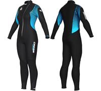 CRESSI Depuis 1946 Velvet Lady-Combinaison Monopièce pour Femmes Double Épaisseur Ultra Stretch 3mm avec Zip Diagonale Avant pour S'habiller et Déshabiller Facilement-Noir/Turquoise-L/4