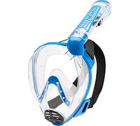 Cressi Duke Masque Complet/Integral conçu pour Snorkeling avec Tuba Dry Mixte Adulte, Transparent/Bleu, M/L