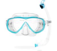 CRESSI Ensemble Combo Masque Estrella et Tuba Seal Dry pour la Plongée et Snorkeling Unisex-Adult, Transparent/Aiguemarine, Unique